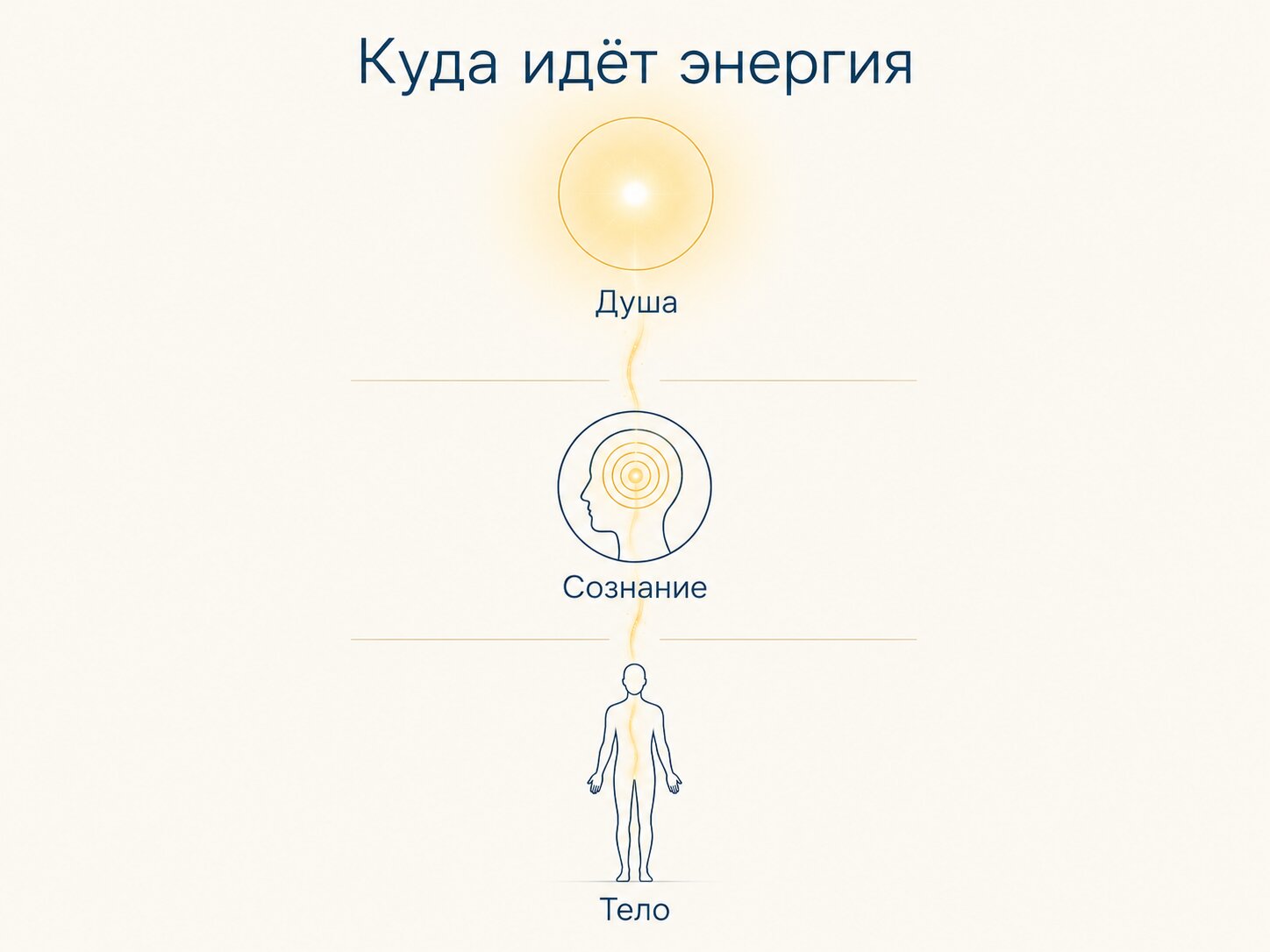 Внутренняя энергия человека распределяется в строгом порядке: сначала душа, затем сознание, и только потом тело